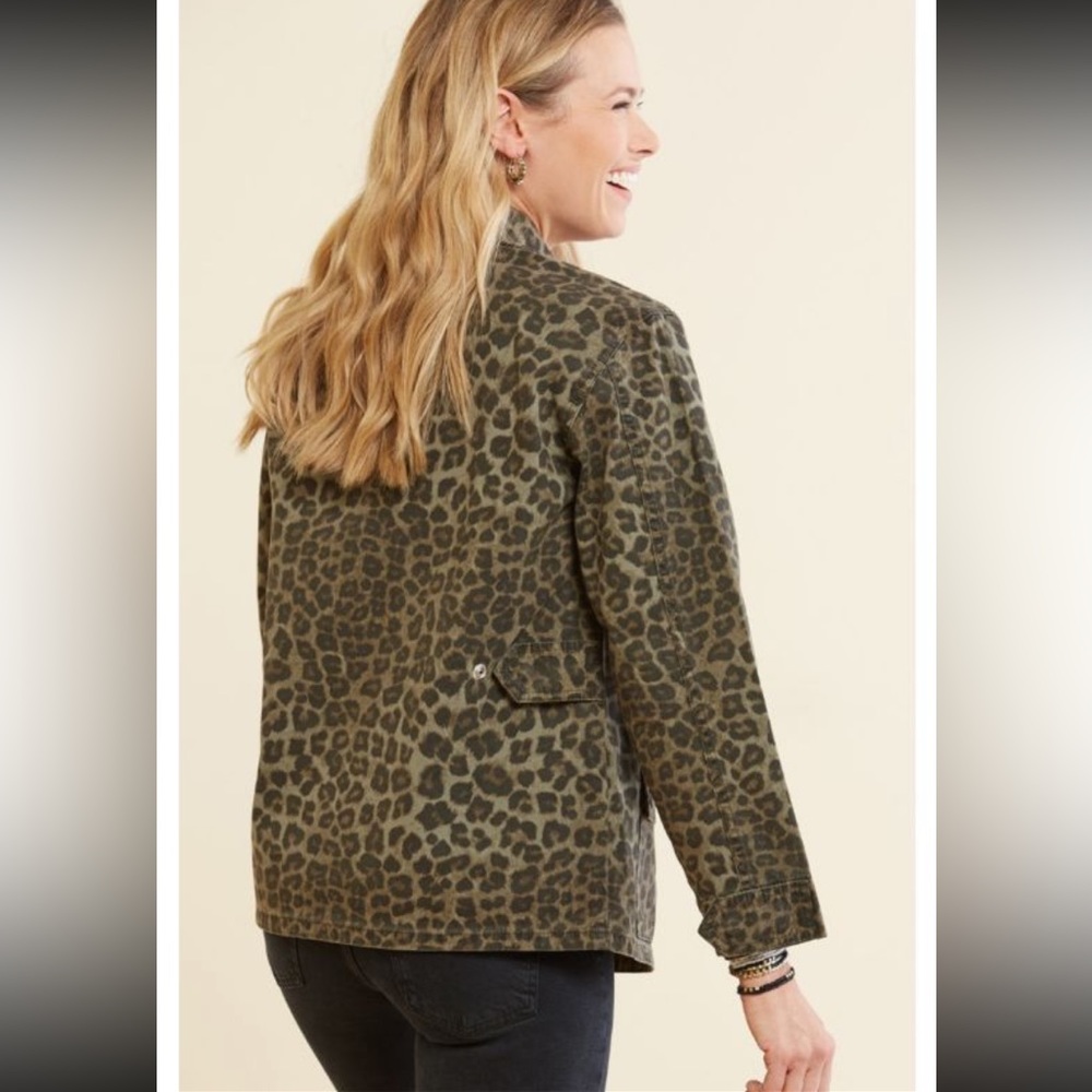 NWT Good American Printed Snap Front Jacket Woman's 0 Color Sage - Picture 2 of 6
